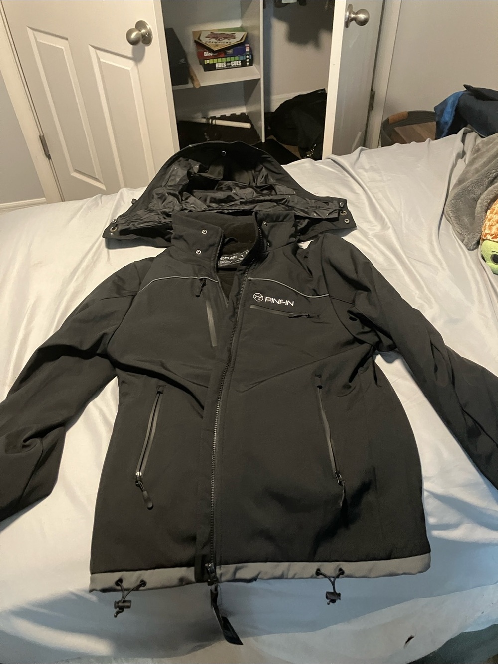 Women's Black windbreaker Jacket with Removable Hood. Zipper pockets, runs small